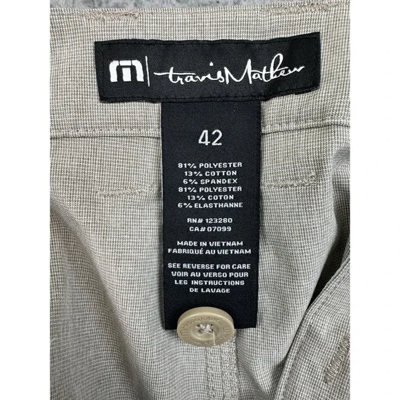 Travis Matthew Beck Golf Shorts Mens Size 42 Beige Khaki Microcheck - Picture 5 of 11